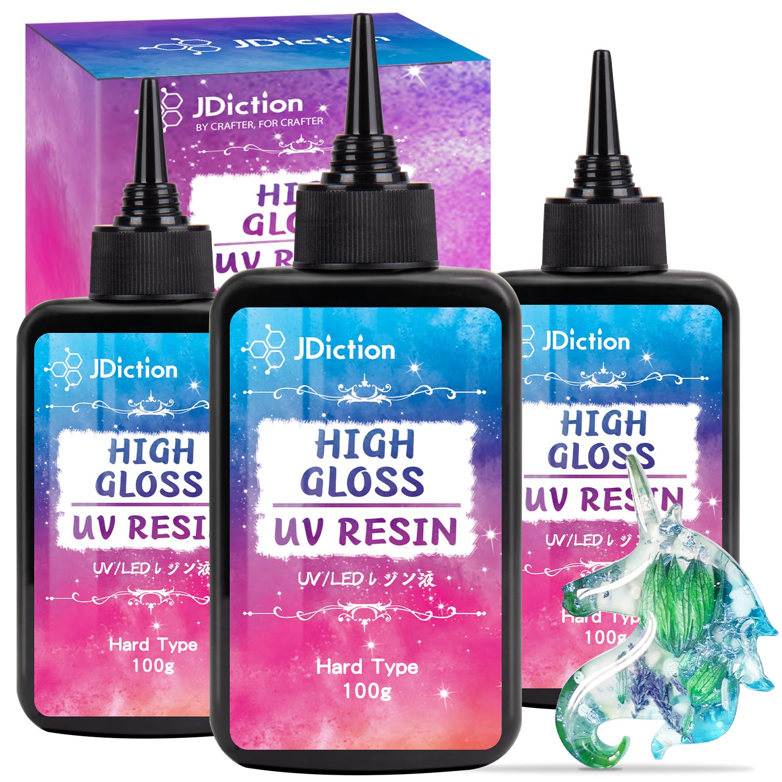 JDiction UV Resin 300g - High Gloss Clear Hard Type for Jewelry Making
