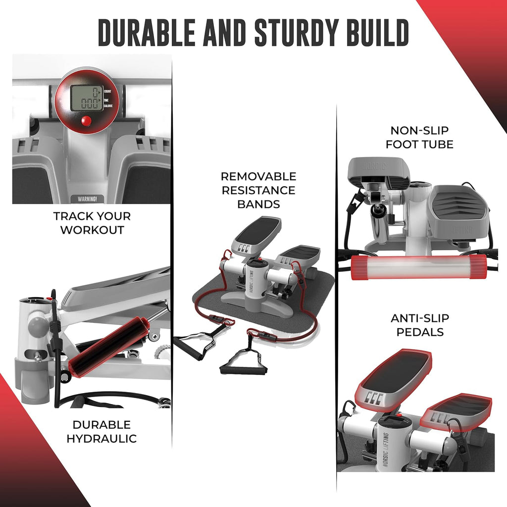 Nordic Lifting Mini Step Machine with Resistance Bands & LCD Monitor