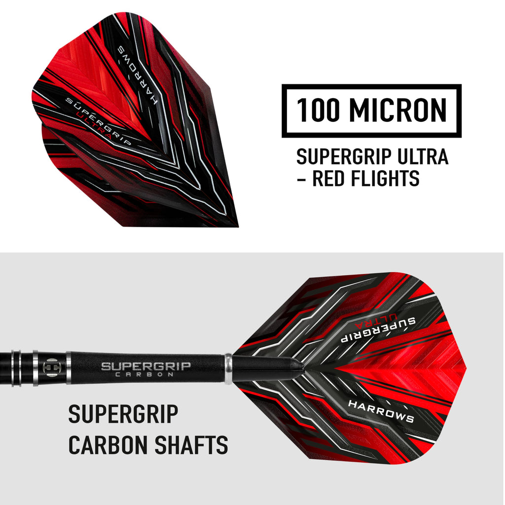 Harrows Supergrip Ultra 90% Tungsten Steel Tip Darts Set | 21g-30g