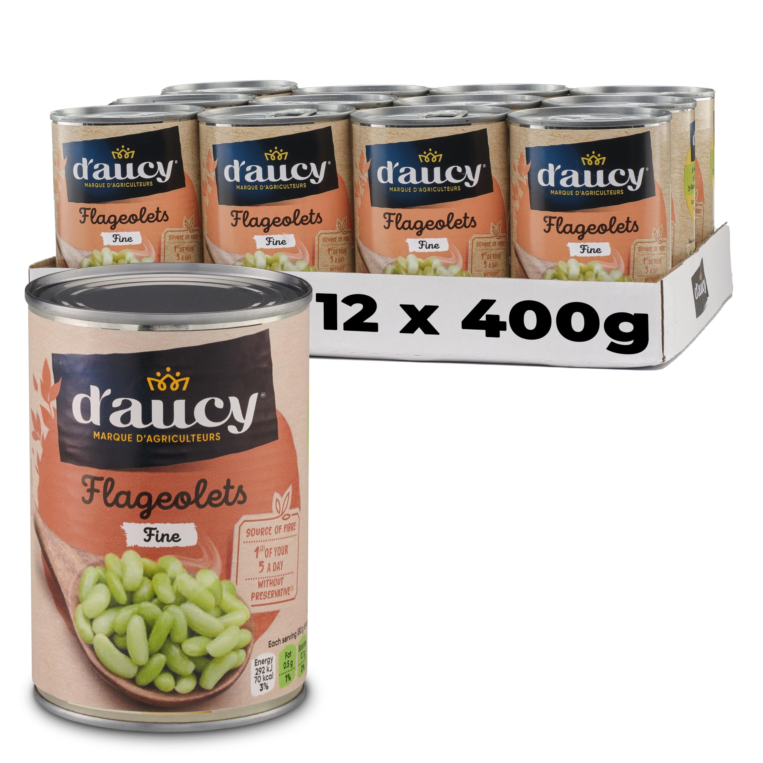 d'aucy Flageolet Beans – French Canned Legumes – 400g (Pack of 12)