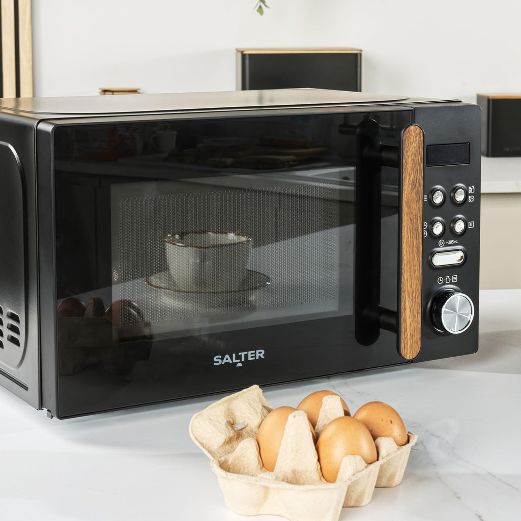 Salter Toronto 20L Digital Microwave – 800W Black with Wood-Effect