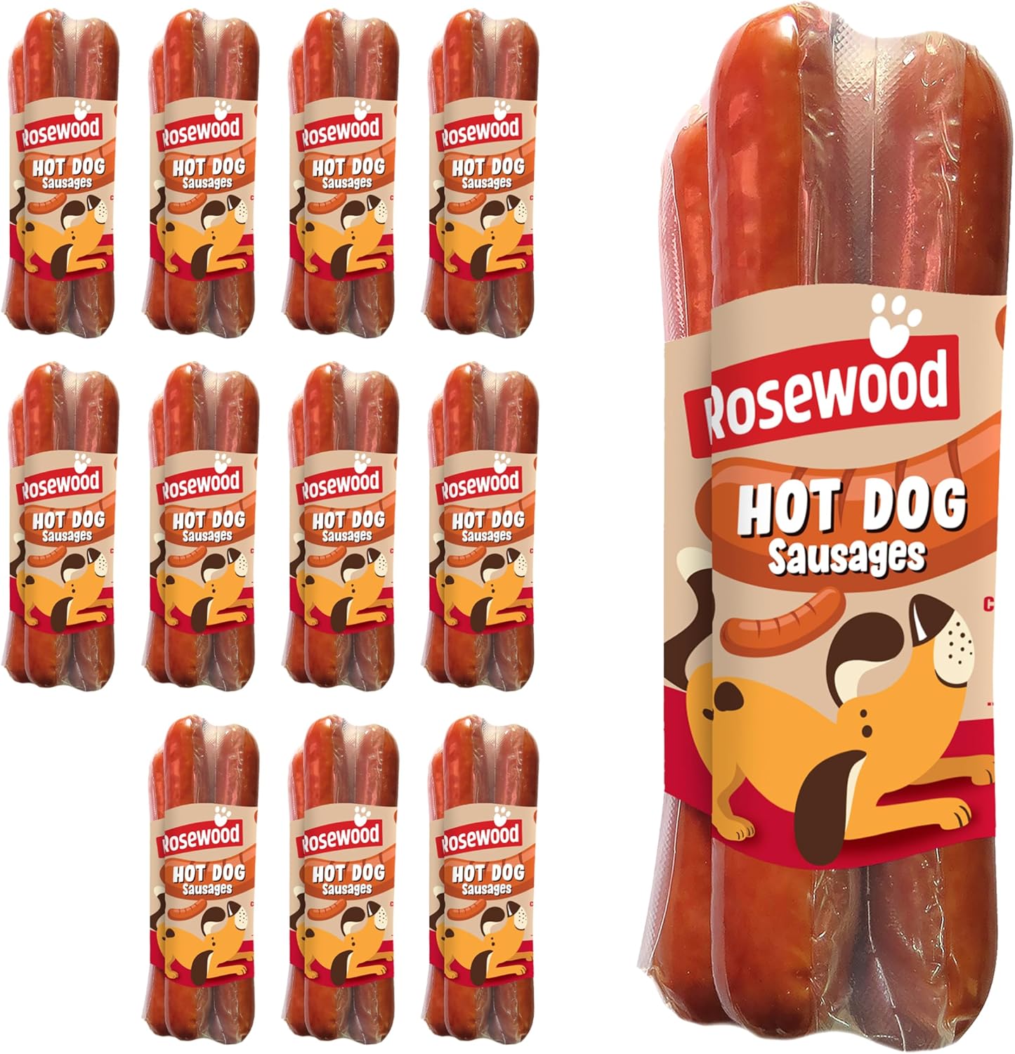 Rosewood Chicken & Pork Hot Dog Sausages for Dogs - Gluten Free (12x220g)