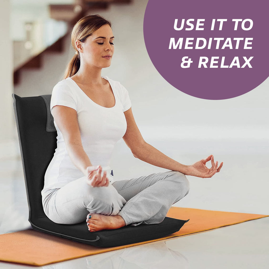 bonVIVO EASY II Folding Floor Chair – Portable Meditation Lounge Seat