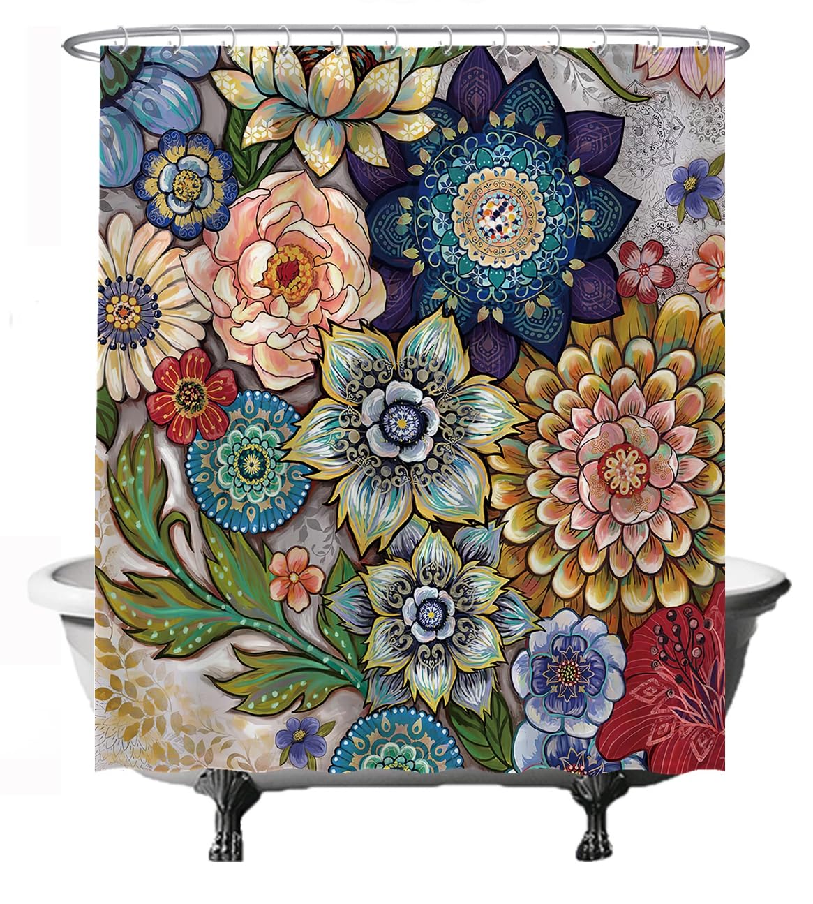 Ulticool Floral Shower Curtain – 180x200cm Waterproof Anti-Mold Polyester