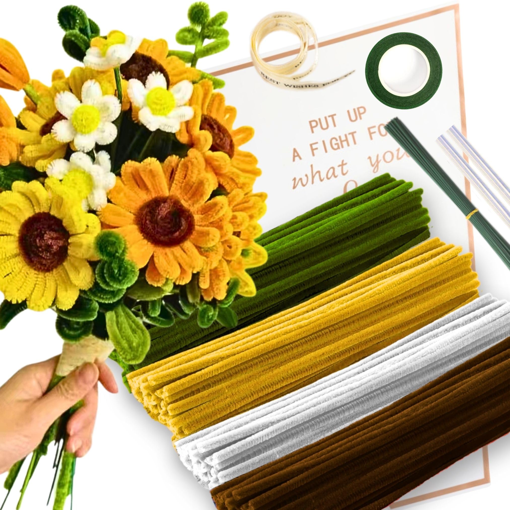 Sunflower Pipe Cleaner Craft Kit – 150 Piece DIY Flower Set