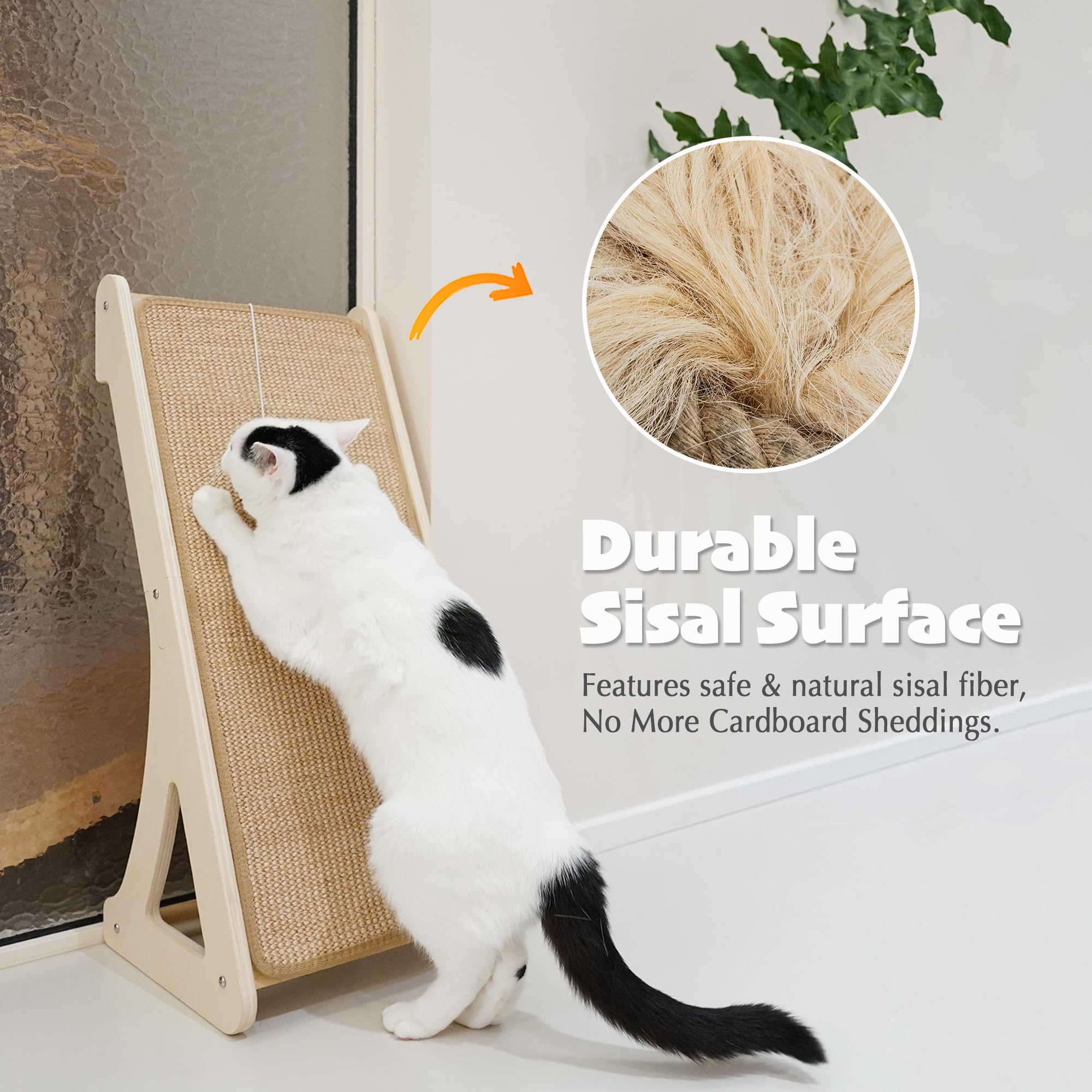 PETKARAY L-Shape Sisal Cat Scratcher Ramp | 27" Wall Furniture Protector