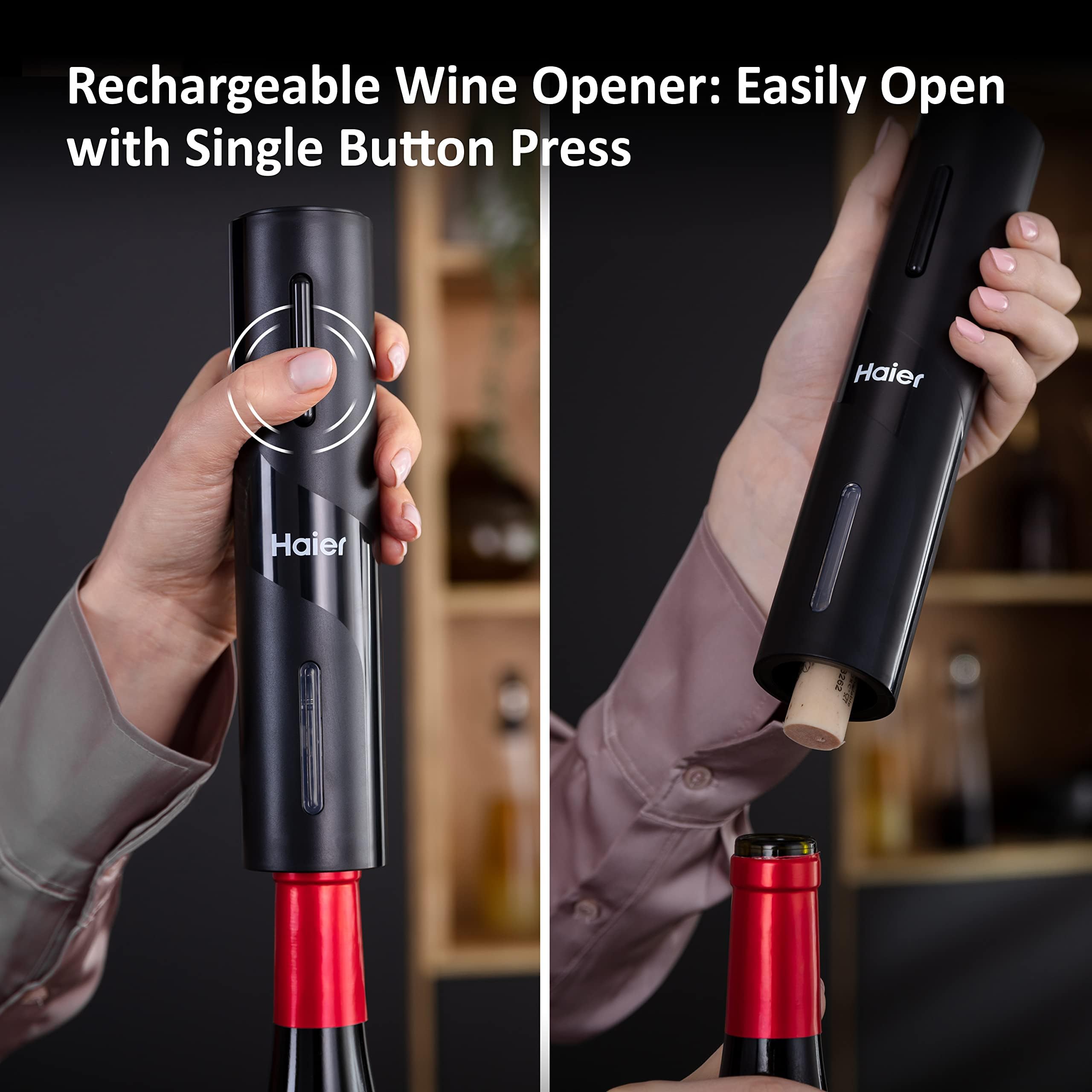 Haier 6-in-1 Electric Wine Opener Set | USB Rechargeable Gift Kit