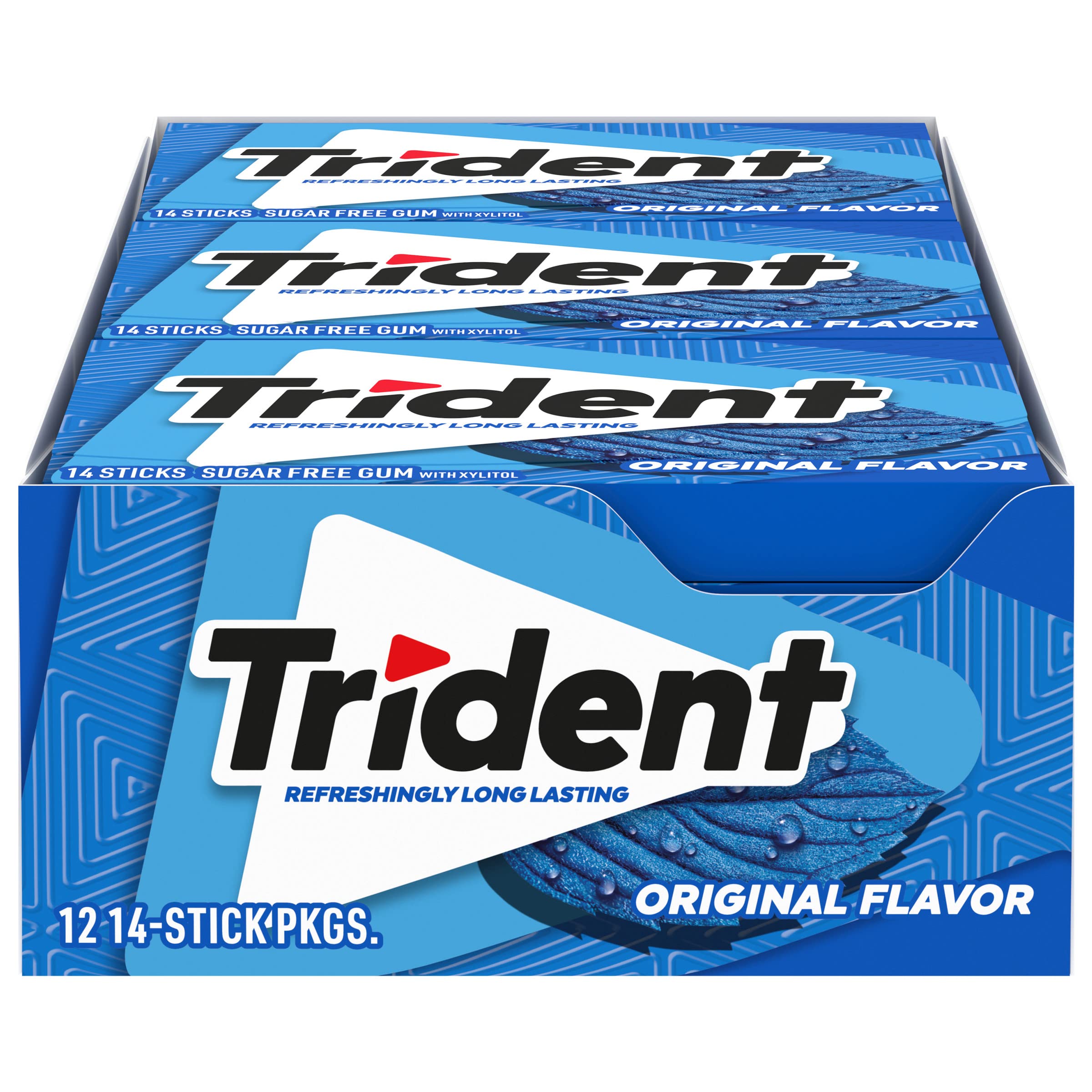 Trident Original Flavor Sugar Free Gum with Xylitol – 12 Packs, 168 Pieces