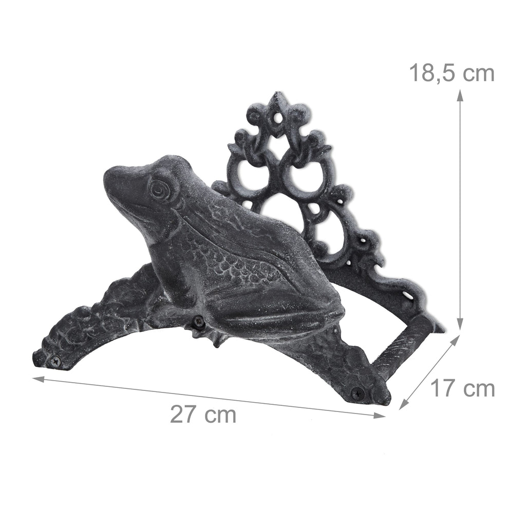 Relaxdays Cast Iron Garden Hose Holder – Wall-Mounted Frog Hose Reel