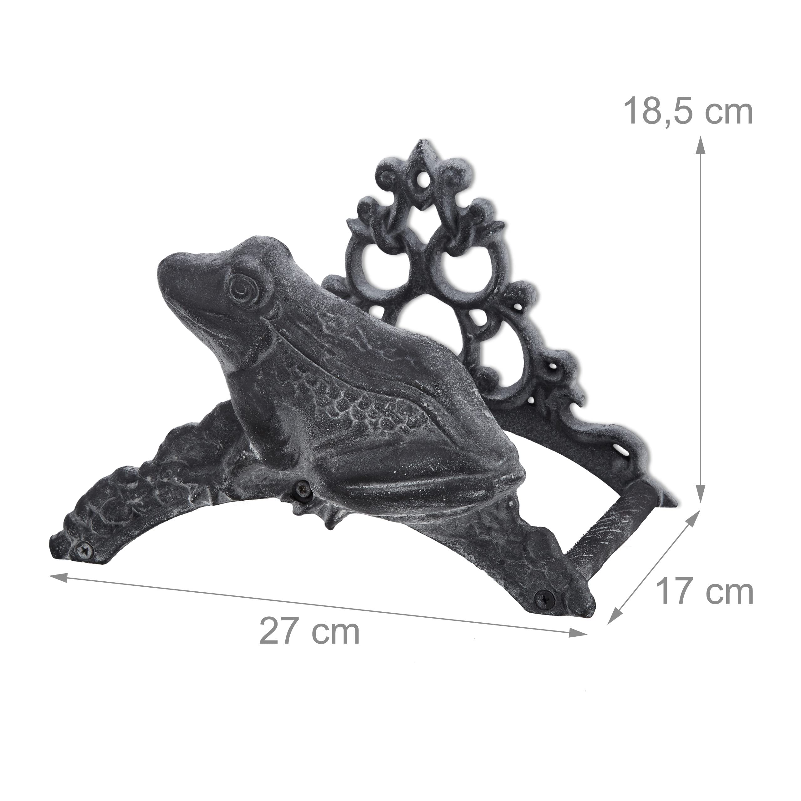 Relaxdays Cast Iron Garden Hose Holder – Wall-Mounted Frog Hose Reel