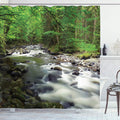 ABAKUHAUS Forest Shower Curtain | Nature Scenery Fabric Decor, 70"