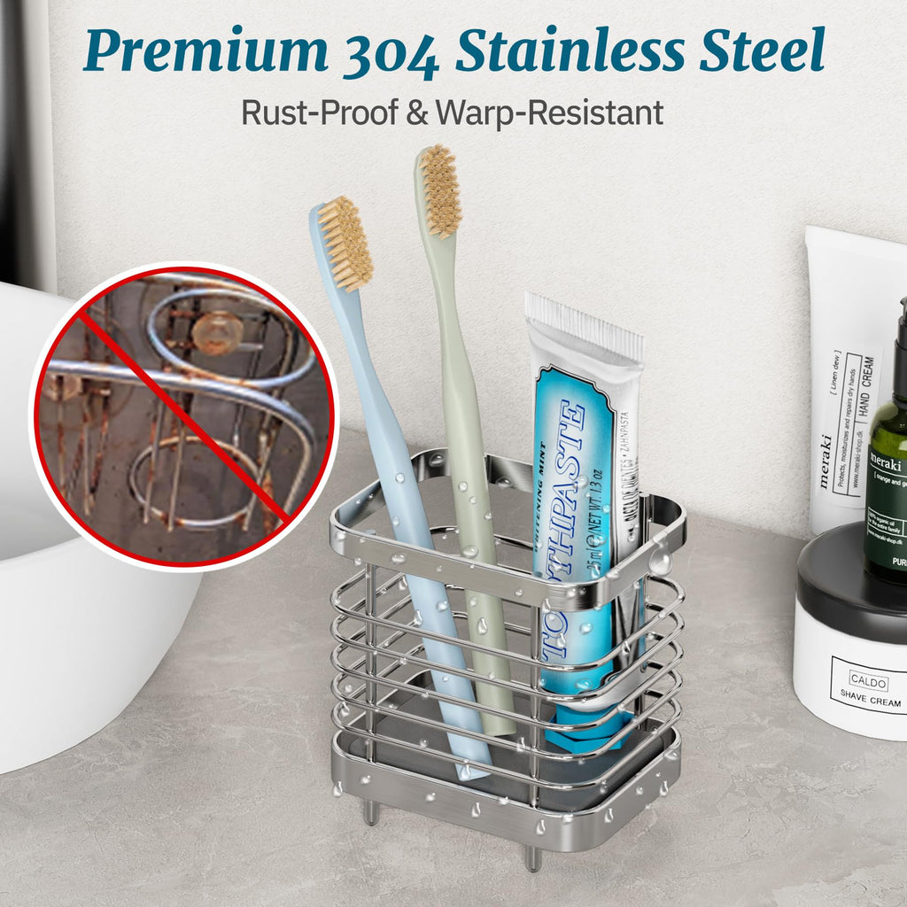 NiHome Stainless-Steel Toothbrush Holder with Diatomite Drip Tray - image 3