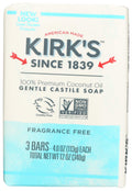Kirk's Coco Castile Bar Soap – Fragrance-Free Natural Coconut Oil – 3 Pack