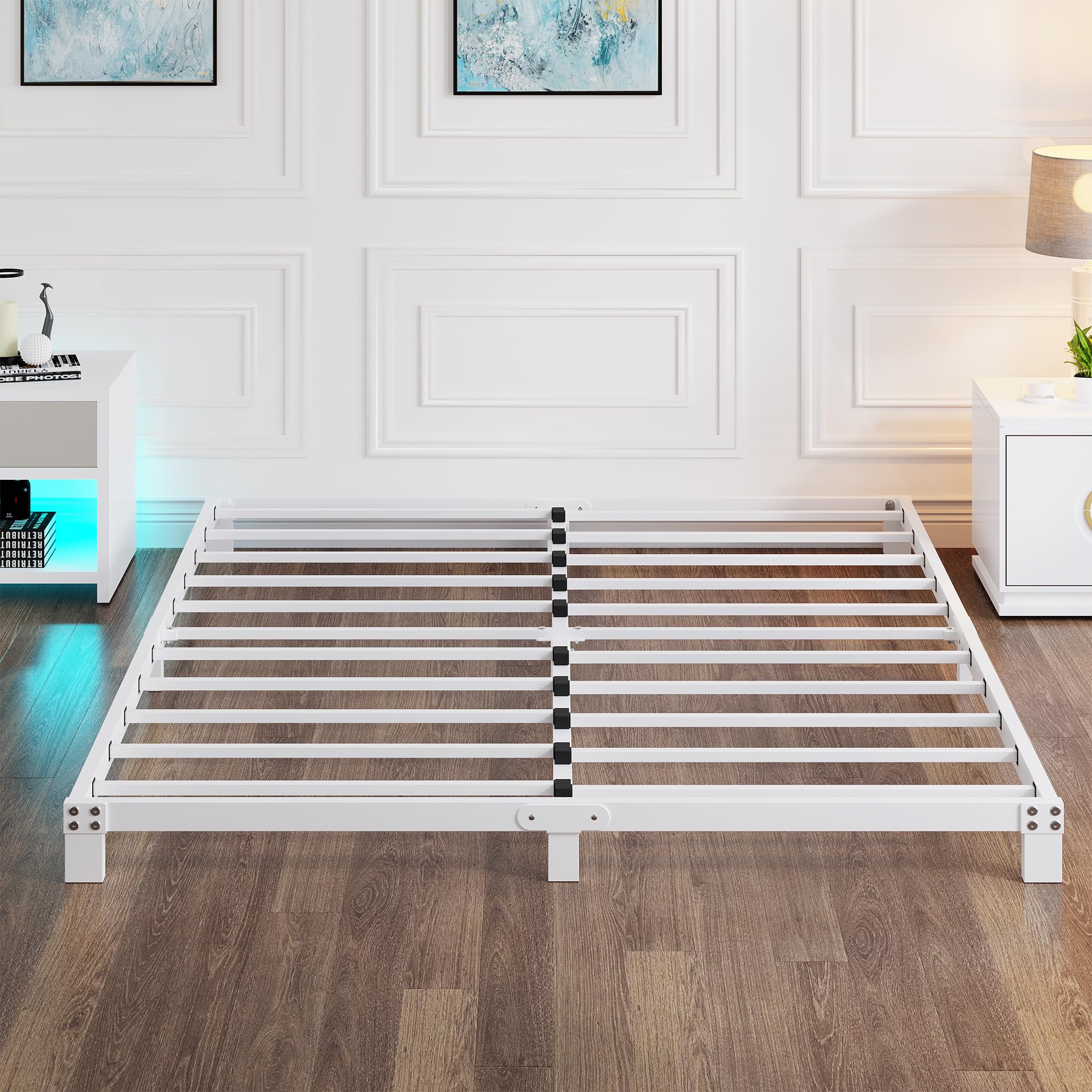 VERFARM King Size Metal Platform Bed Frame – Heavy Duty Steel Slat Support
