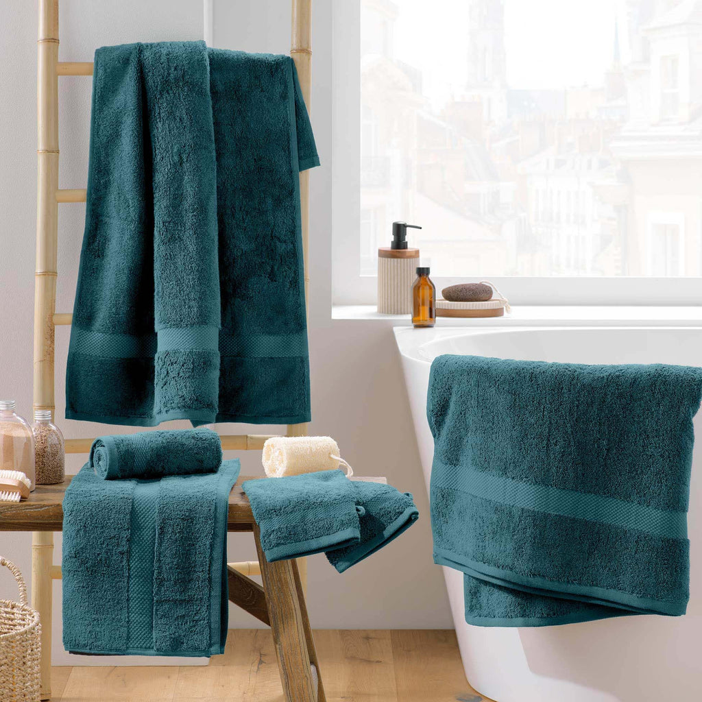 Douceur d'Intérieur, Elegance Blue Hand Towel 50 x 90 cm 100% Cotton Plain - image 4