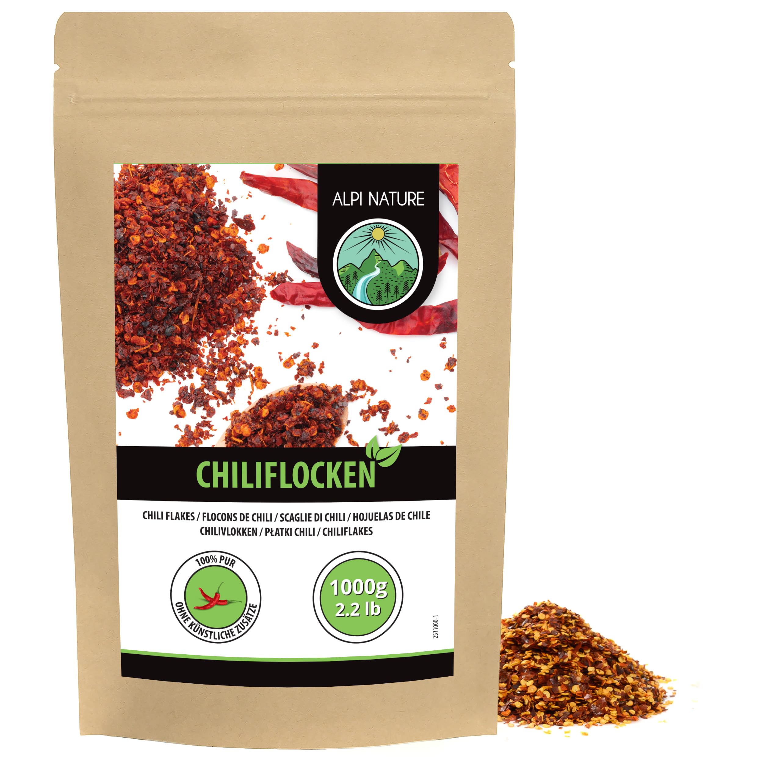 Alpi Nature Chilli Flakes 1kg | Dried Capsicum Annuum Hot Chili Flakes