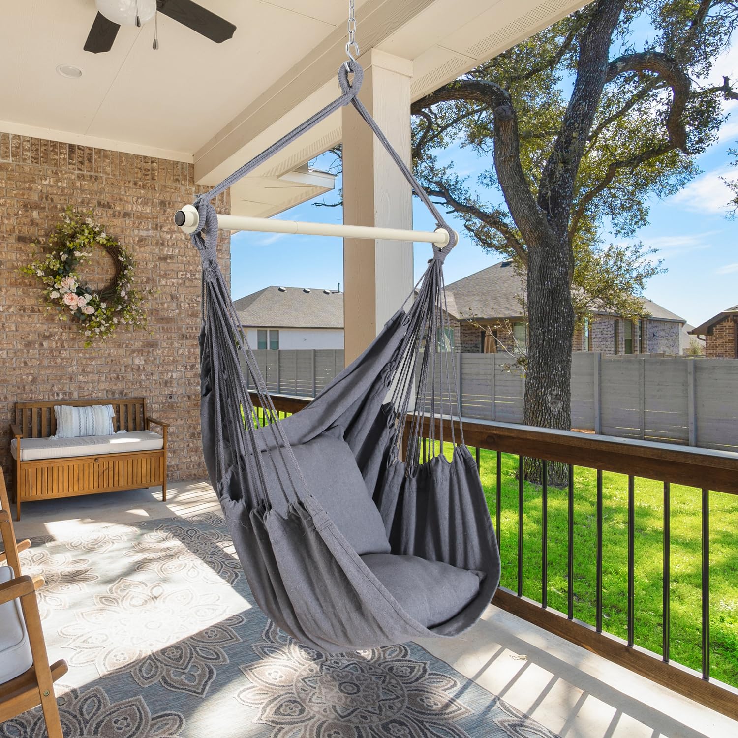 Ohuhu XL Hanging Hammock Chair with 2 Cushions & Hardware - Jolof Store