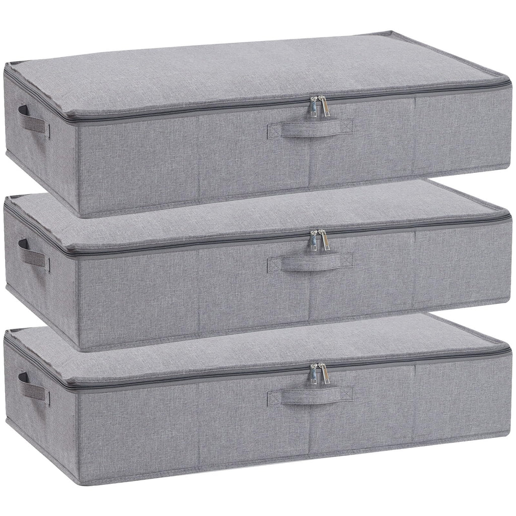 YheenLf Under Bed Storage Bags with Lid – Foldable Linen Organisers, Grey