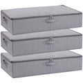 YheenLf Under Bed Storage Bags with Lid – Foldable Linen Organisers, Grey