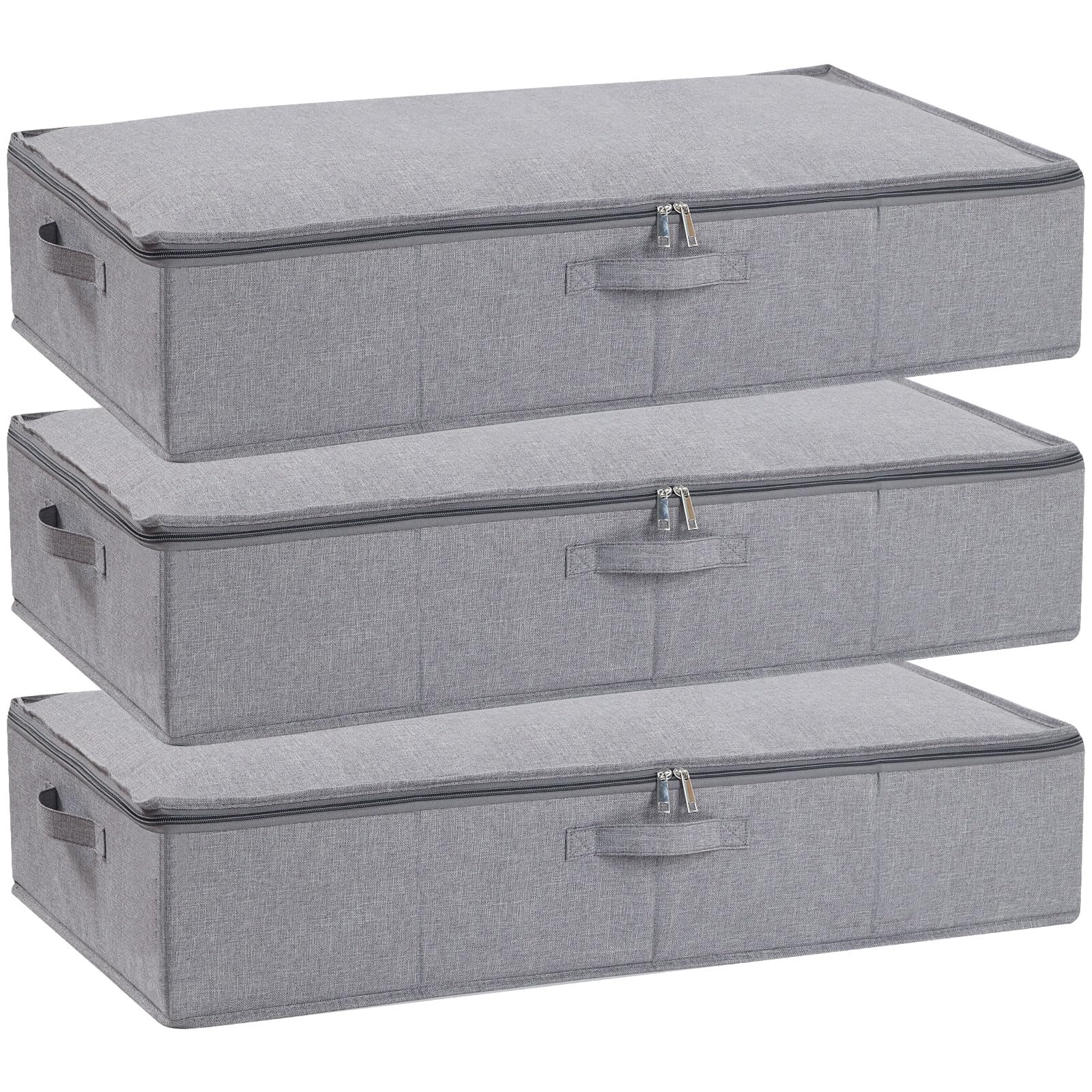 YheenLf Under Bed Storage Bags with Lid – Foldable Linen Organisers, Grey