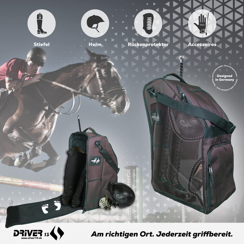 Driver13 Deluxe Riding Boot Bag with Helmet Compartment - Brown