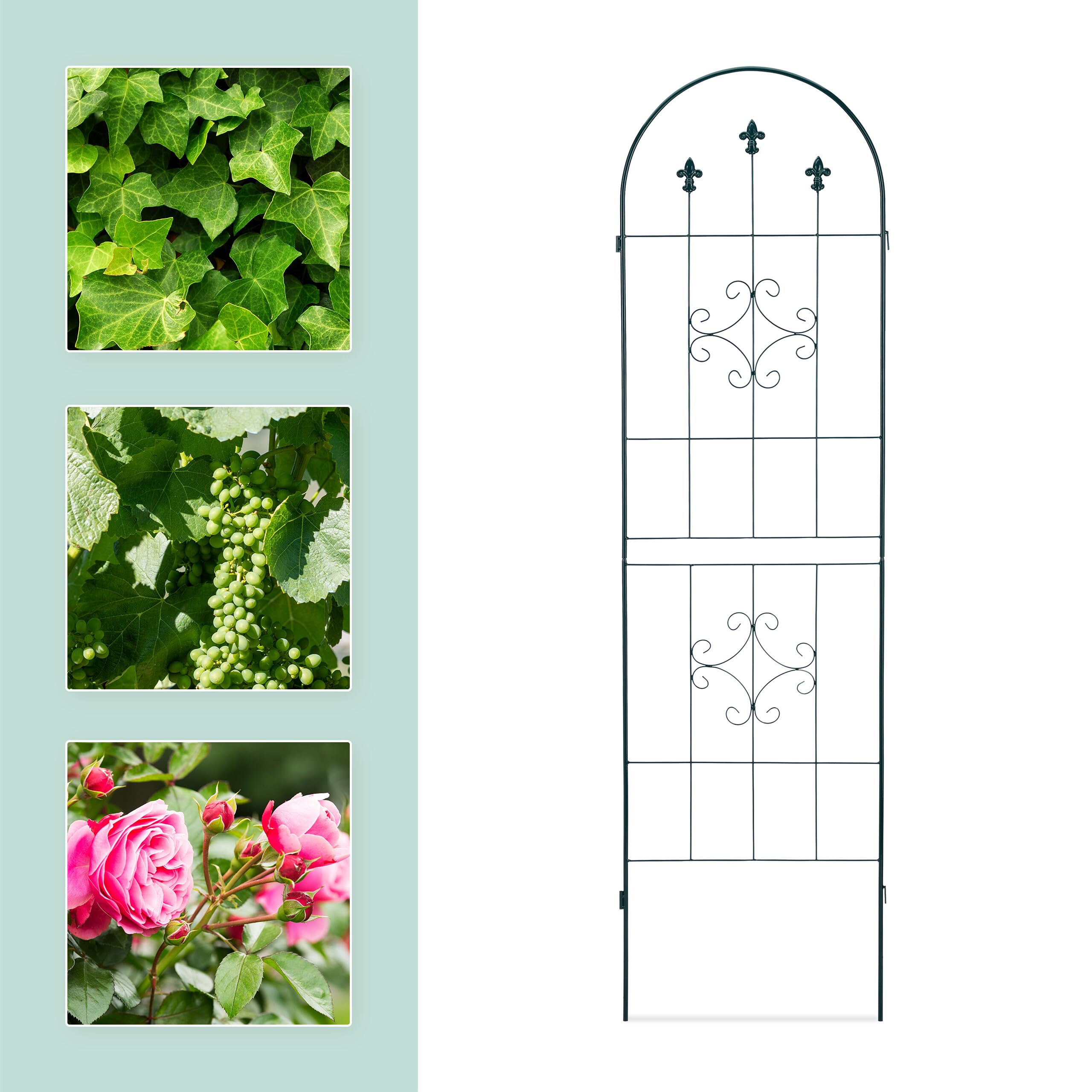 Relaxdays Metal Garden Trellis Set of 2 – 180x50cm Ornate Plant Support