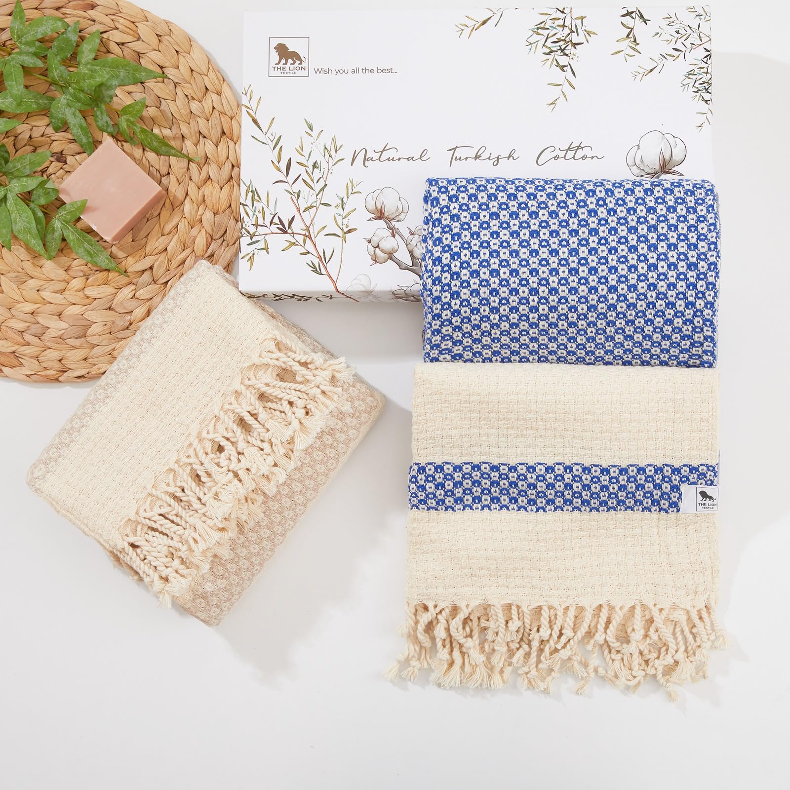 Jolof Store Turkish Beach Towel Set – 2-Pack Quick-Dry Cotton 180x100cm