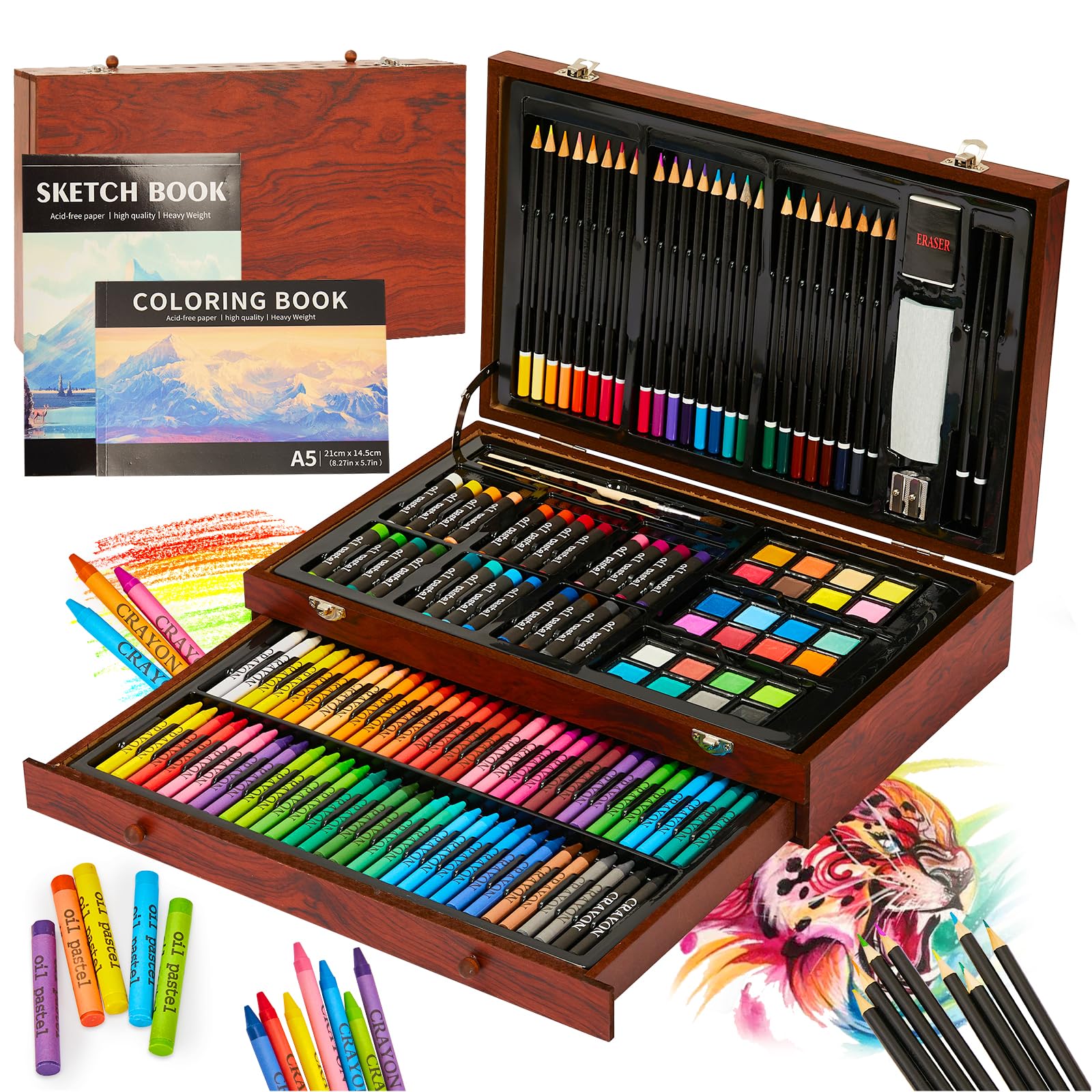 KINSPORY 146 PCS Art Set for Kids | Deluxe Painting & Drawing Case