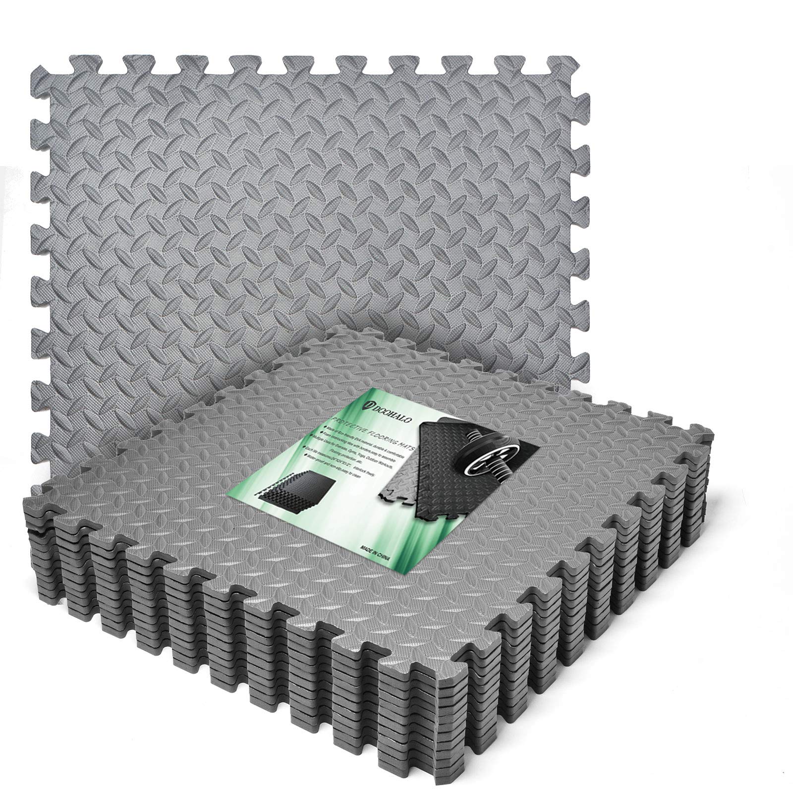 DOOHALO Interlocking EVA Foam Exercise Mat – 12 Tiles, 24 Sq Ft