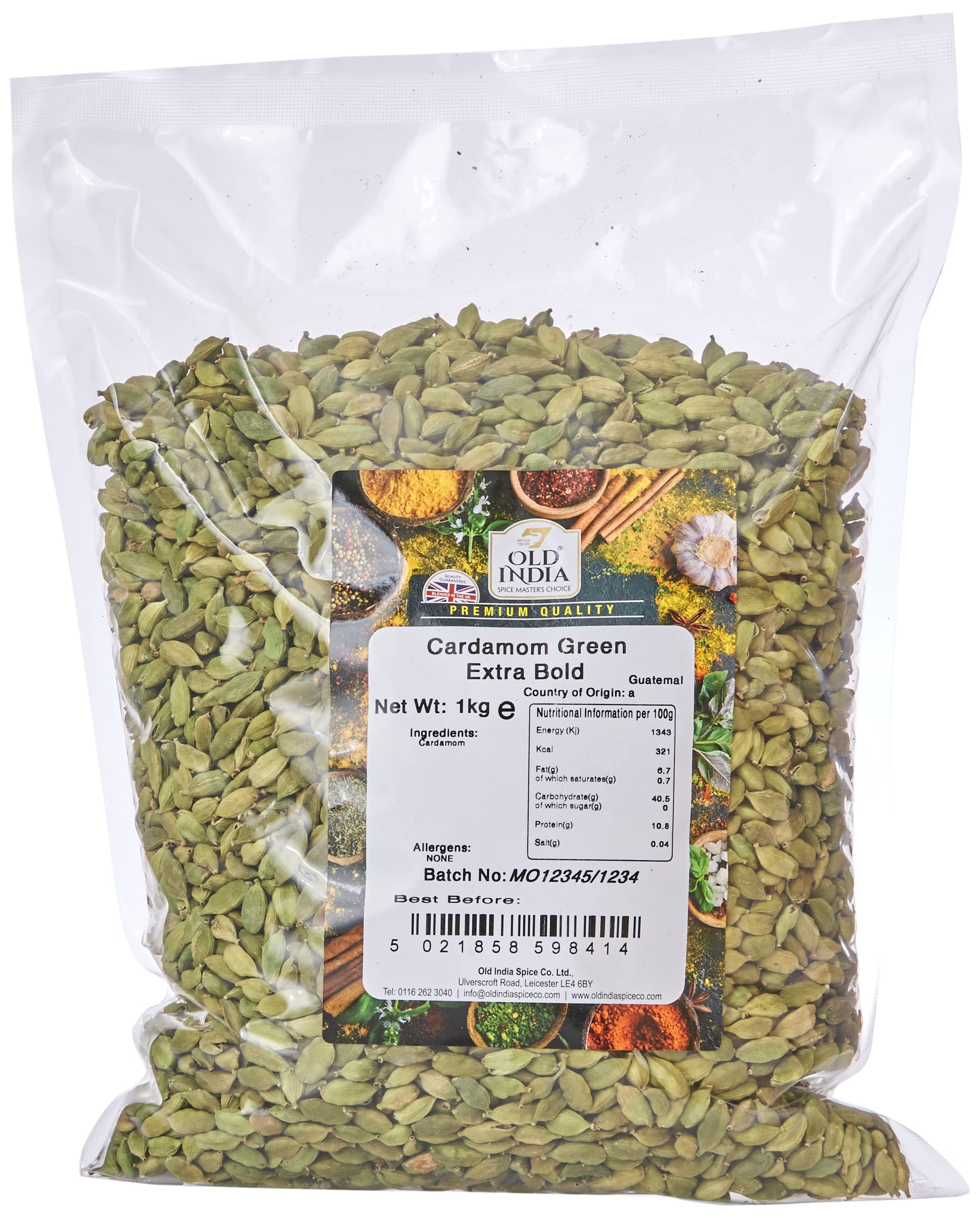 Green Cardamom Extra Bold - Premium Whole Spices, 1kg