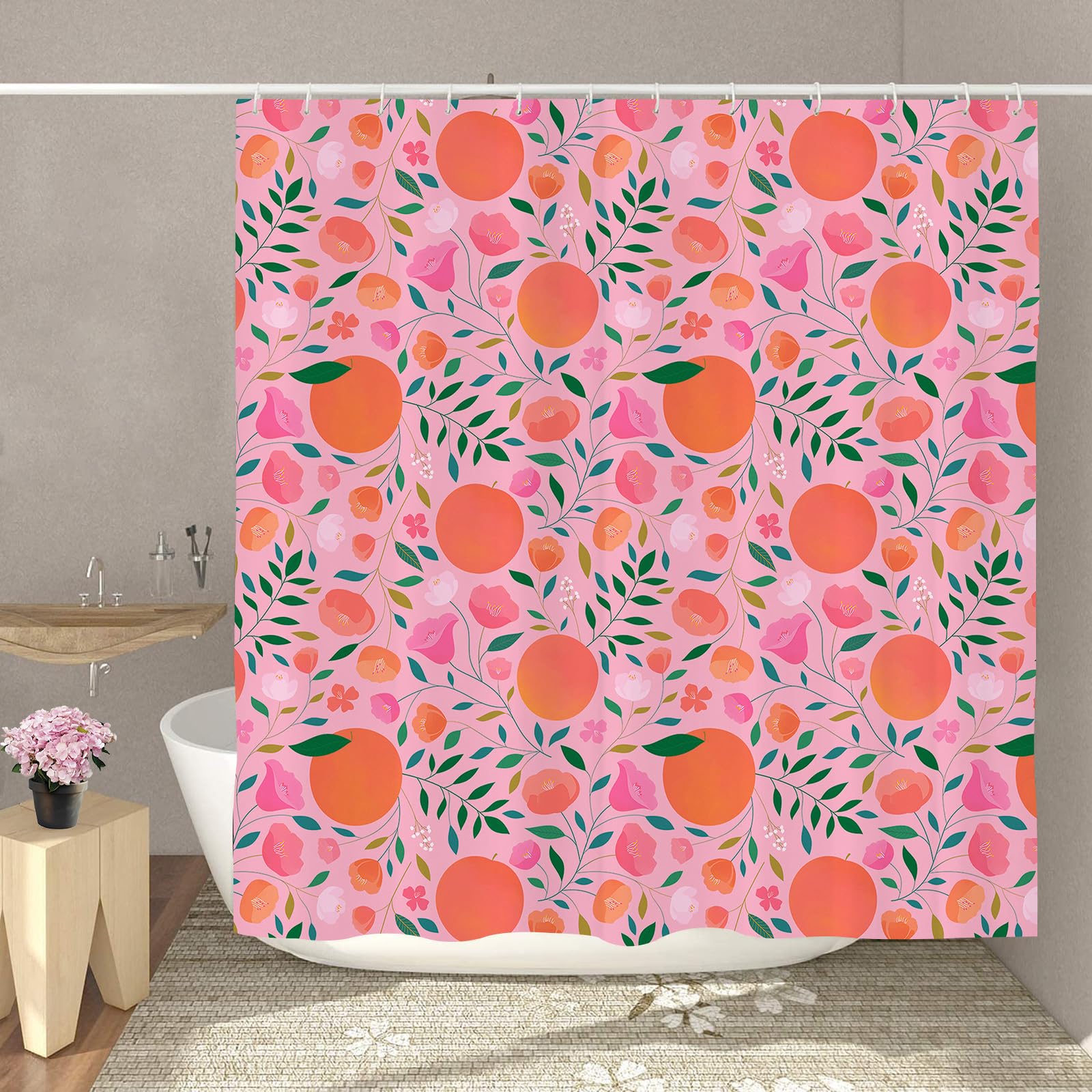 Jolof Store Orange Fruit Shower Curtain | Waterproof Polyester Bathroom Decor