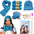 Kaaper Knitting Kit for Beginners - Blue Wool Starter Set with 3 Projects