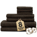 Novo Home 8-Piece Cotton Bath Towel Set – Dark Brown Quick Dry Bale