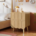 LYNCOHOME Fluted Wood Nightstand – 2-Drawer Bedside Table, Modern