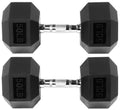 Signature Fitness Rubber Encased Hex Dumbbell Pair, 50LB Weights