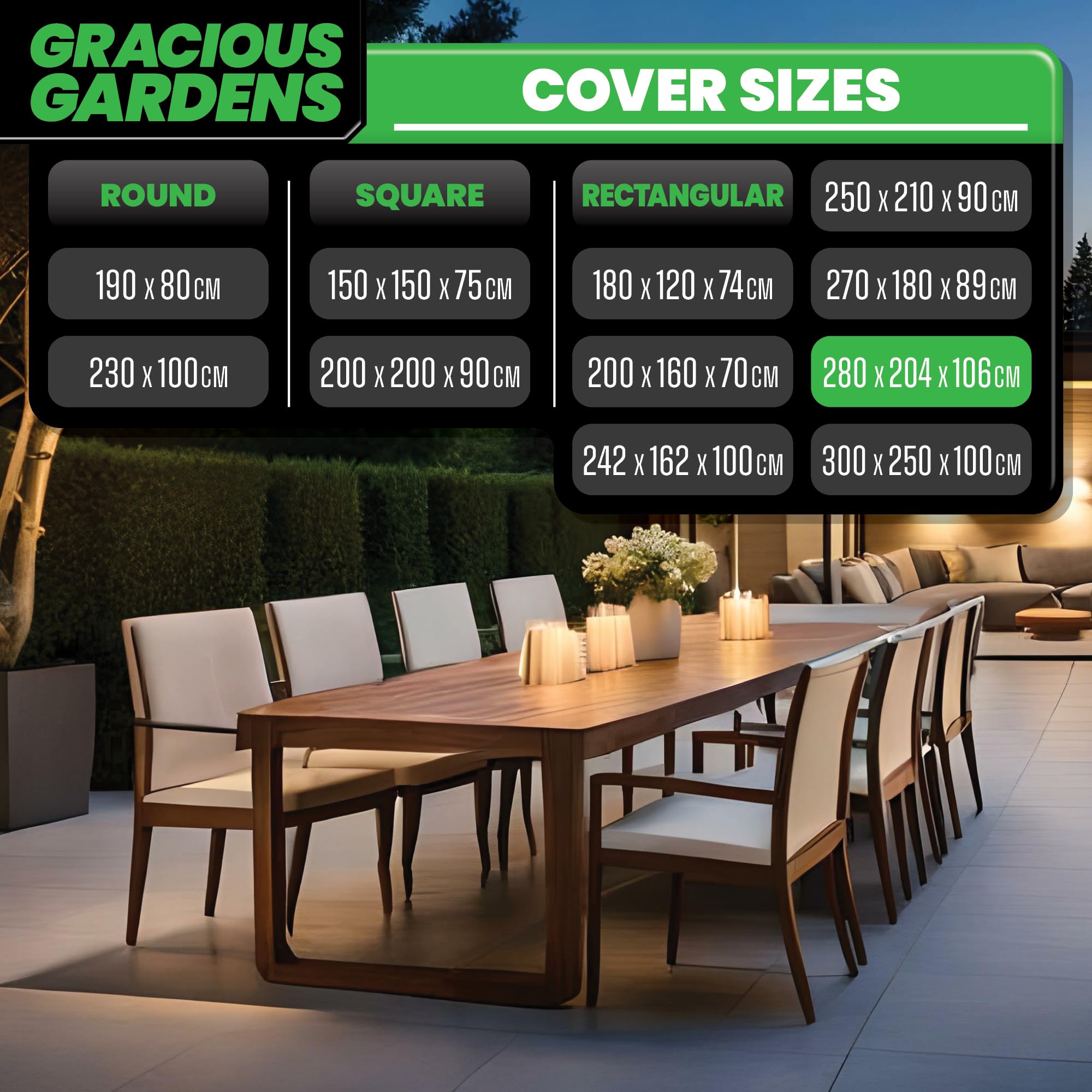 Gracious Gardens Waterproof Rectangular Furniture Cover - 280x204x106cm