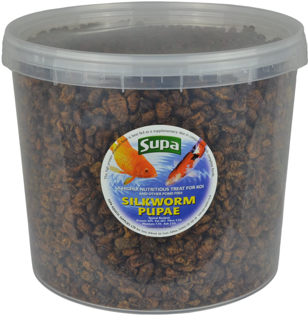 Supa Koi Silkworm Pupae - 100% Natural Protein Fish Food, 5L Bucket
