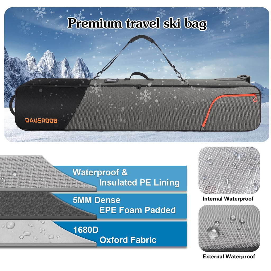 DAUSROOB Padded Snowboard Bag with Wheels | 1680D Waterproof Ski Bag