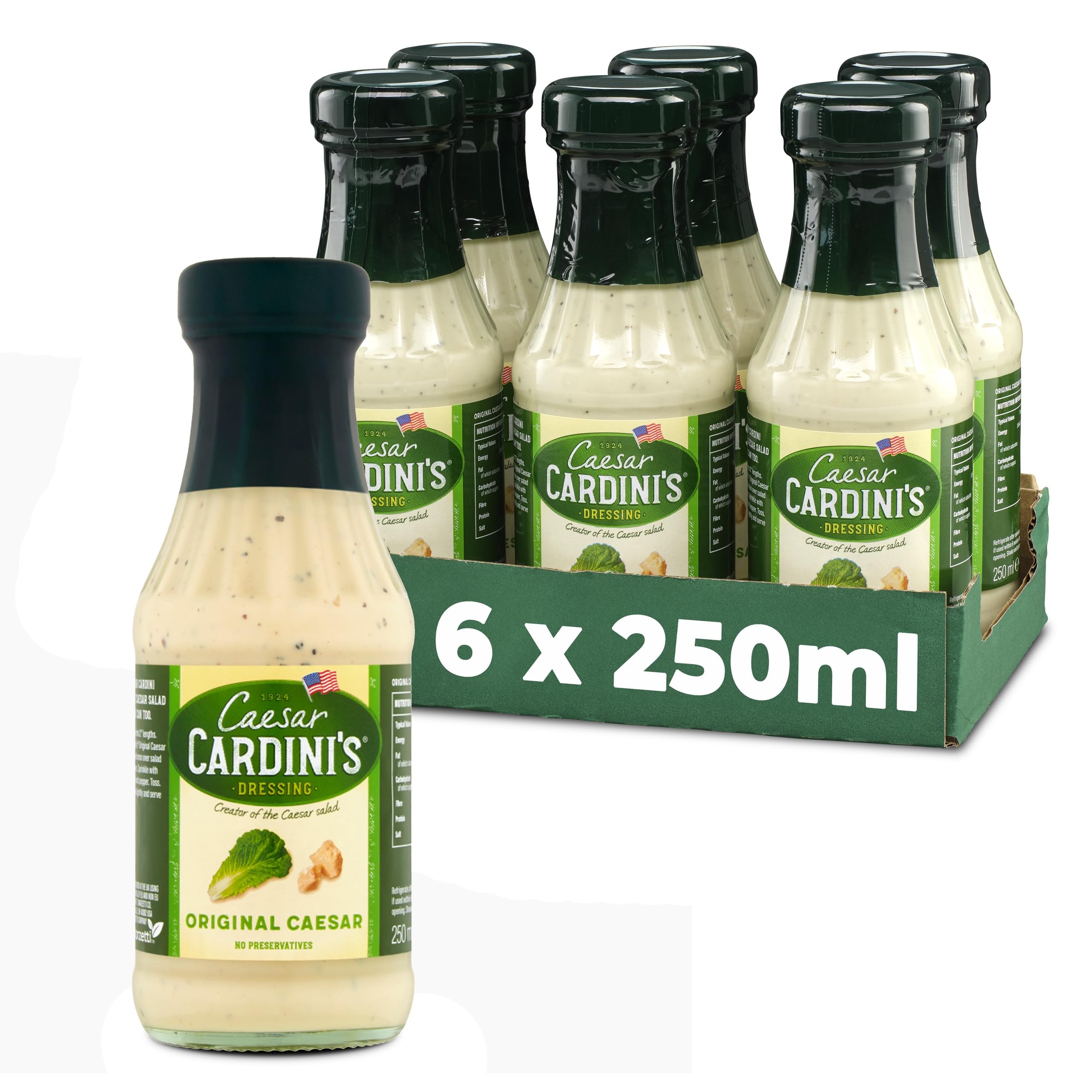 Cardini's Original Caesar Salad Dressing - 250ml Bottle (Pack of 6)