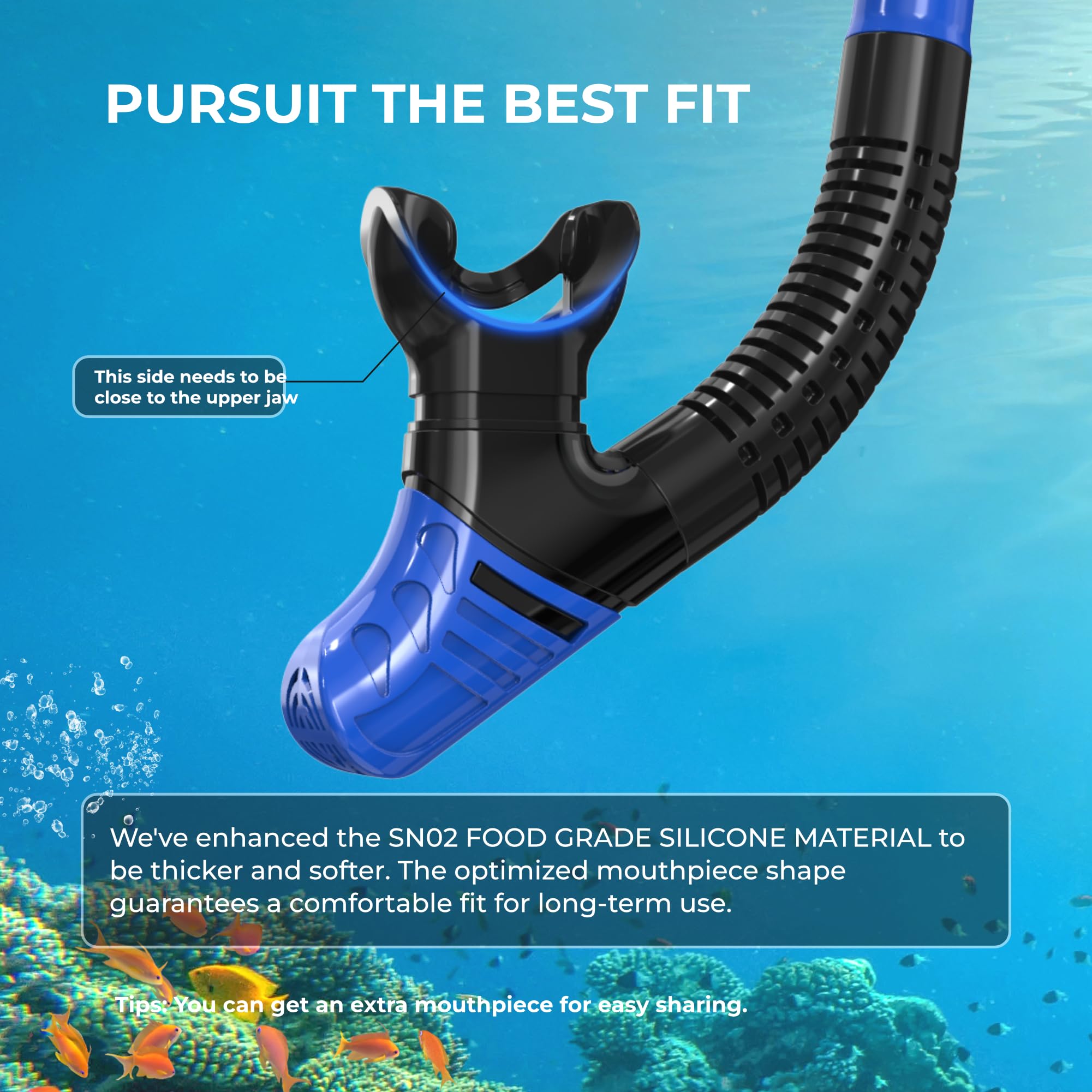 G2RISE SN02 Snorkel Set – Anti-Fog Scuba Mask & Dry Snorkel Gear (2-Pack)