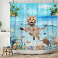 Jolof Store Funny Cat Shower Curtain | Waterproof Polyester | 180 x 200 cm