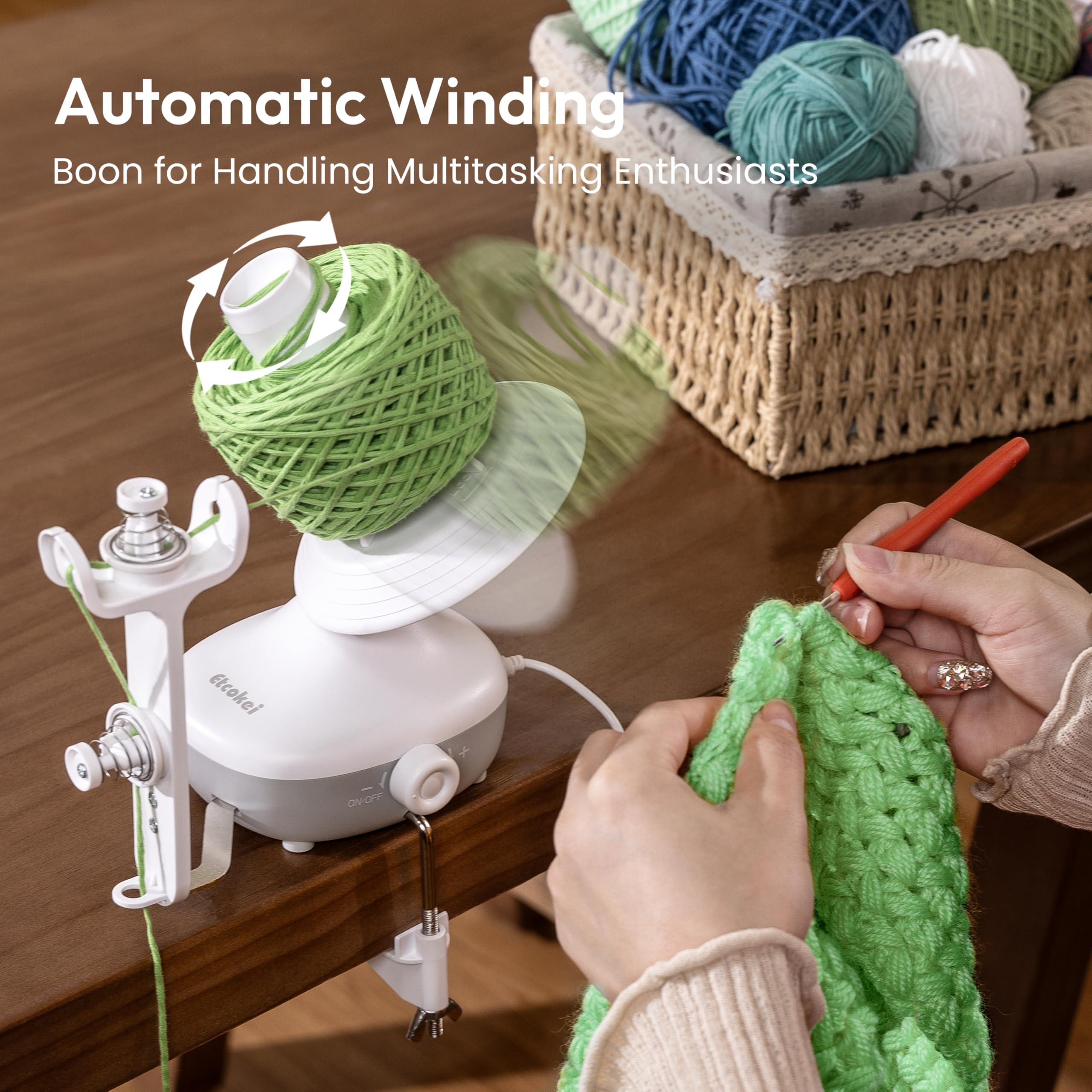Etcokei Electric Yarn Winder – Automatic Wool Ball Winder with Stepless Speed