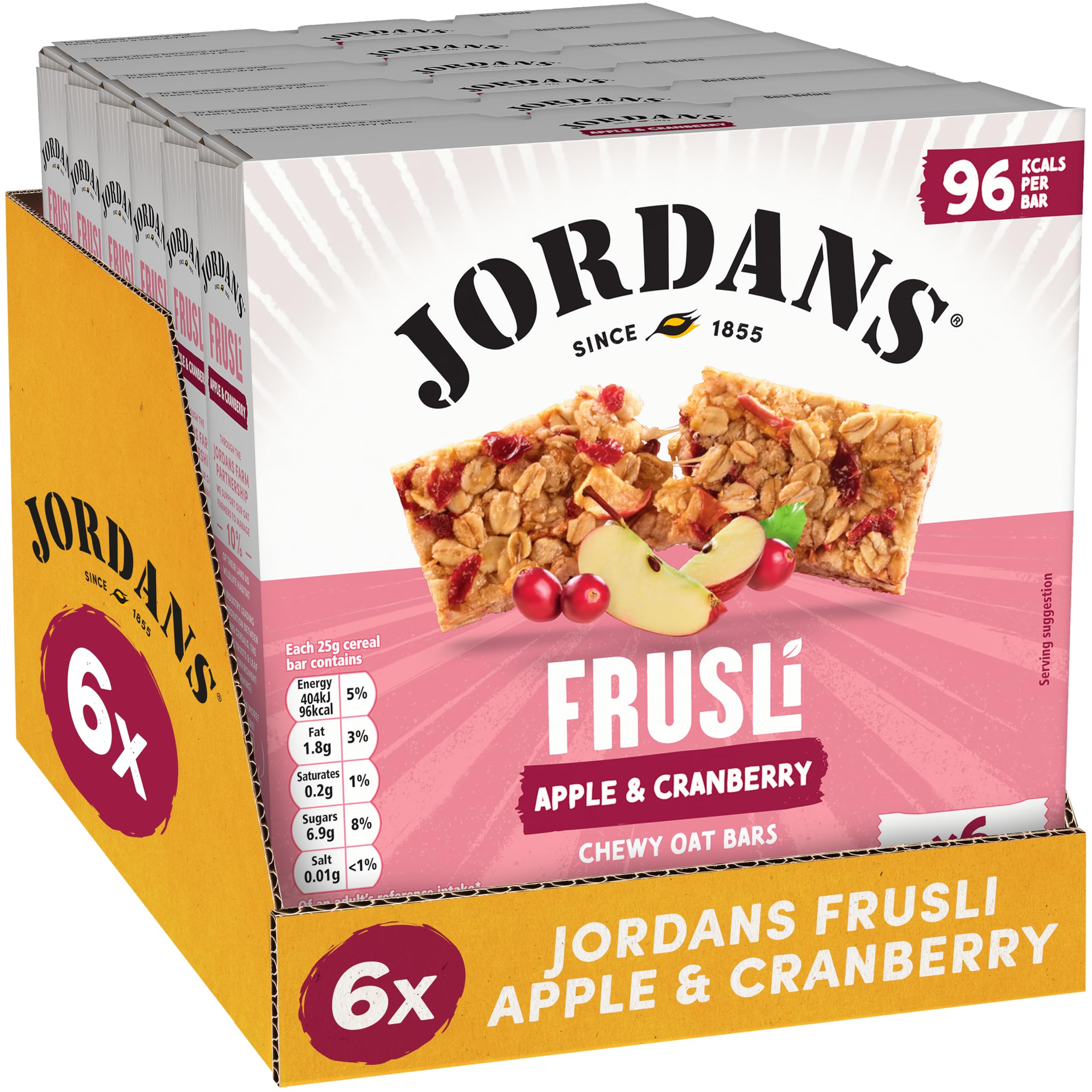 Jordans Frusli Cranberry and Apple Wholegrain Oat Bars - 6 x 25g