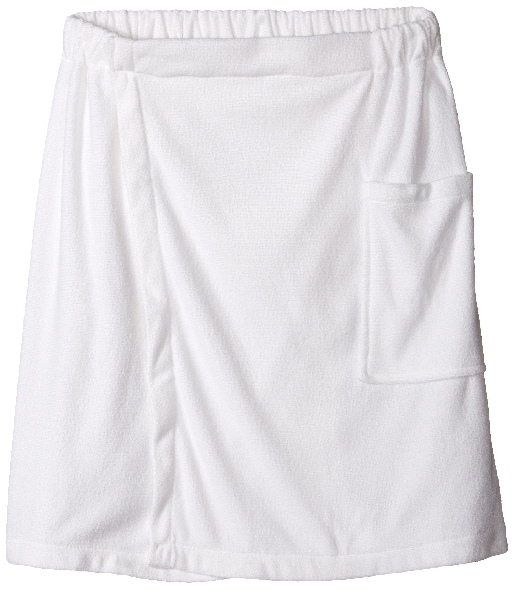 DII Men's Microfiber Shower Wrap – Adjustable Velcro Bath Towel, White