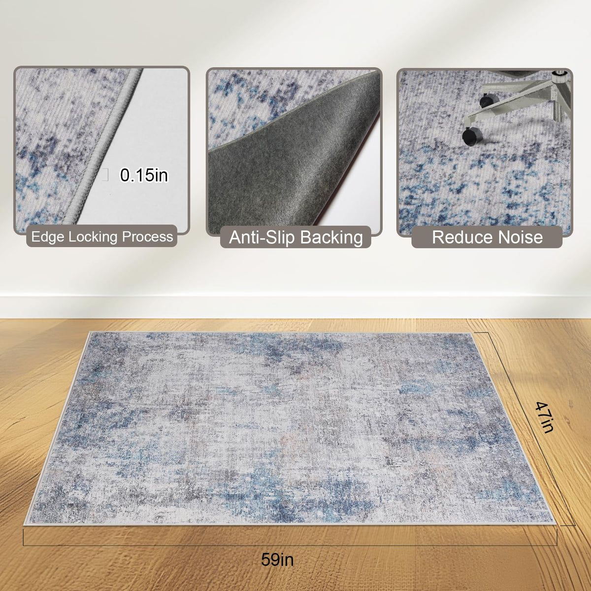 Office Chair Mat 120 x 150 cm, Floor Protector for Office Chair, Anti-Slip - image 2