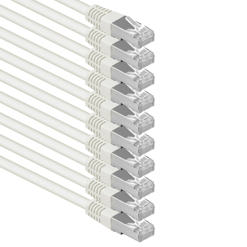 1aTTack.de Cat.6 S-FTP Copper Network Cable – 3m White Gigabit LAN (10 Pack)