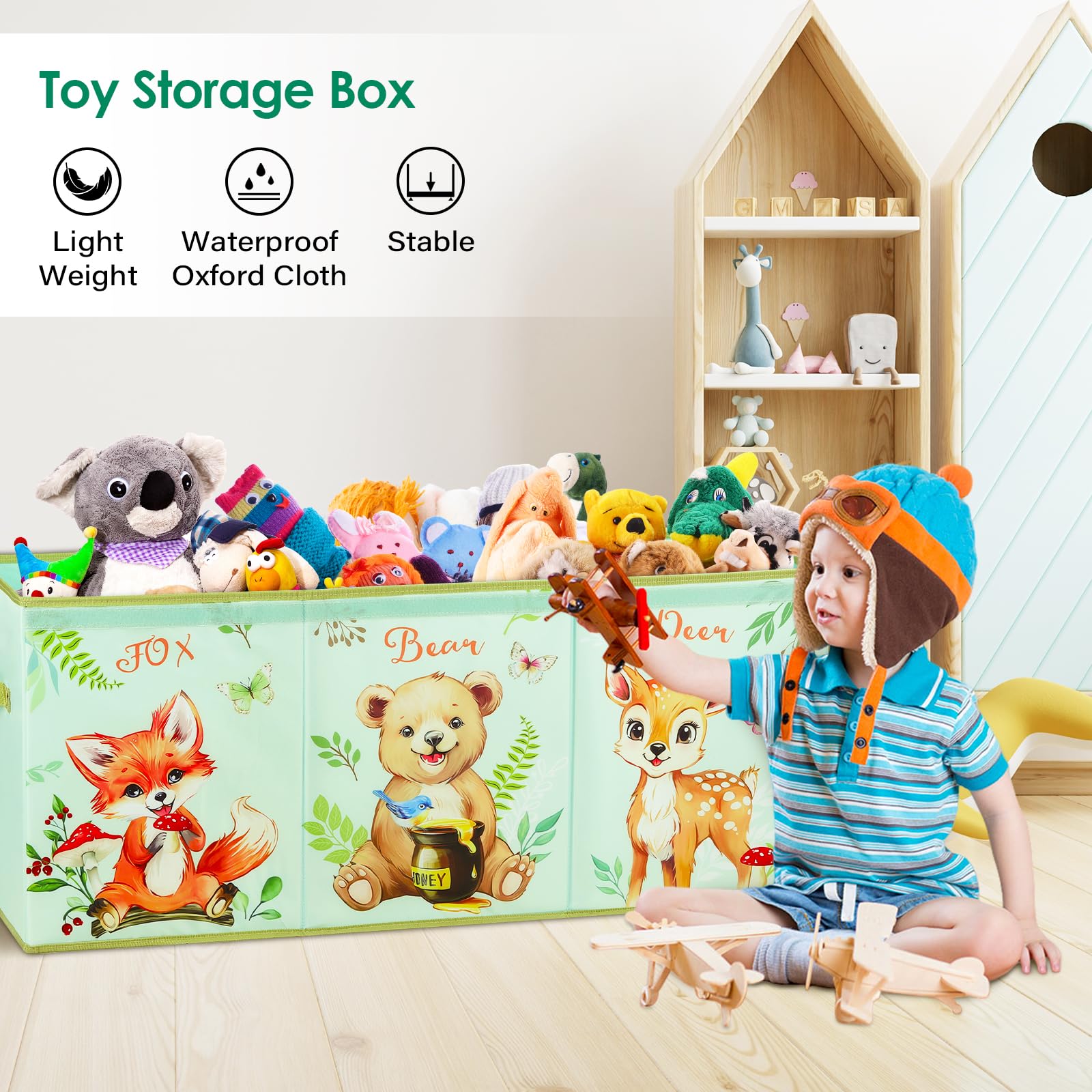 Decalsweet Extra Large Kids Toy Storage Box - Foldable Oxford Toy Chest