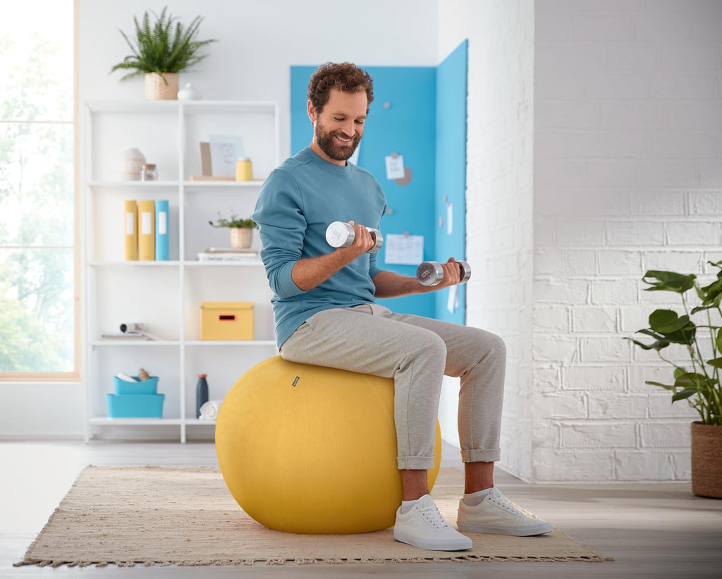 Leitz Active Sitting Ball – 65cm Ergonomic Exercise Chair, Warm Yellow