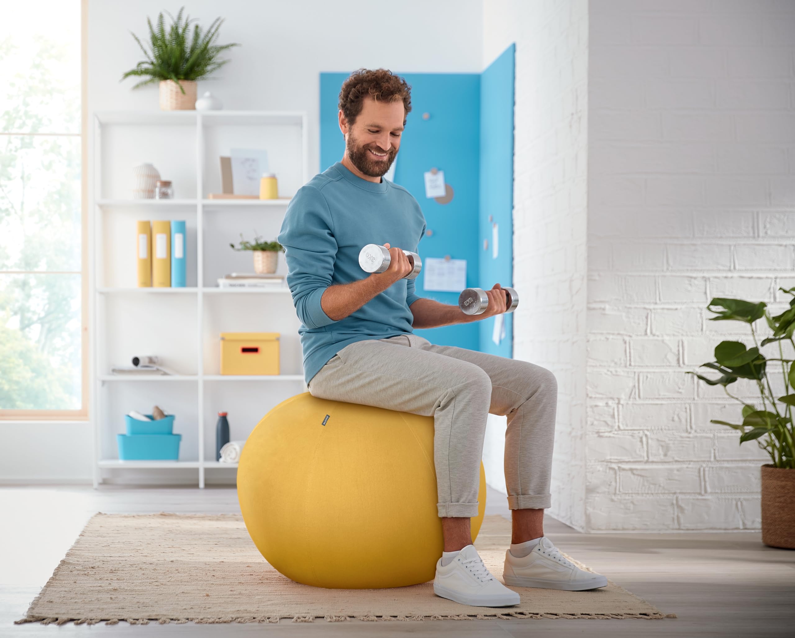 Leitz Active Sitting Ball – 65cm Ergonomic Exercise Chair, Warm Yellow