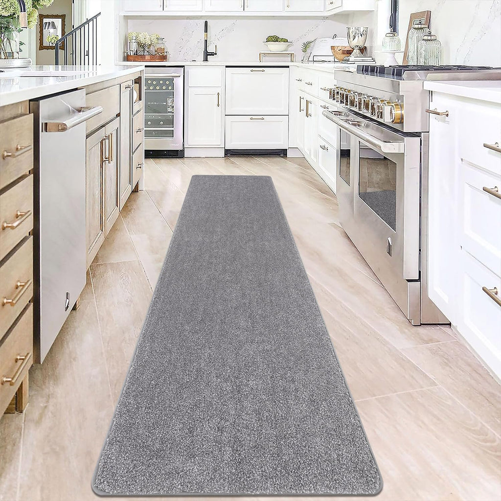 SHACOS Light Grey Hallway Runner Rug | 60x240cm Non-Slip Washable Mat